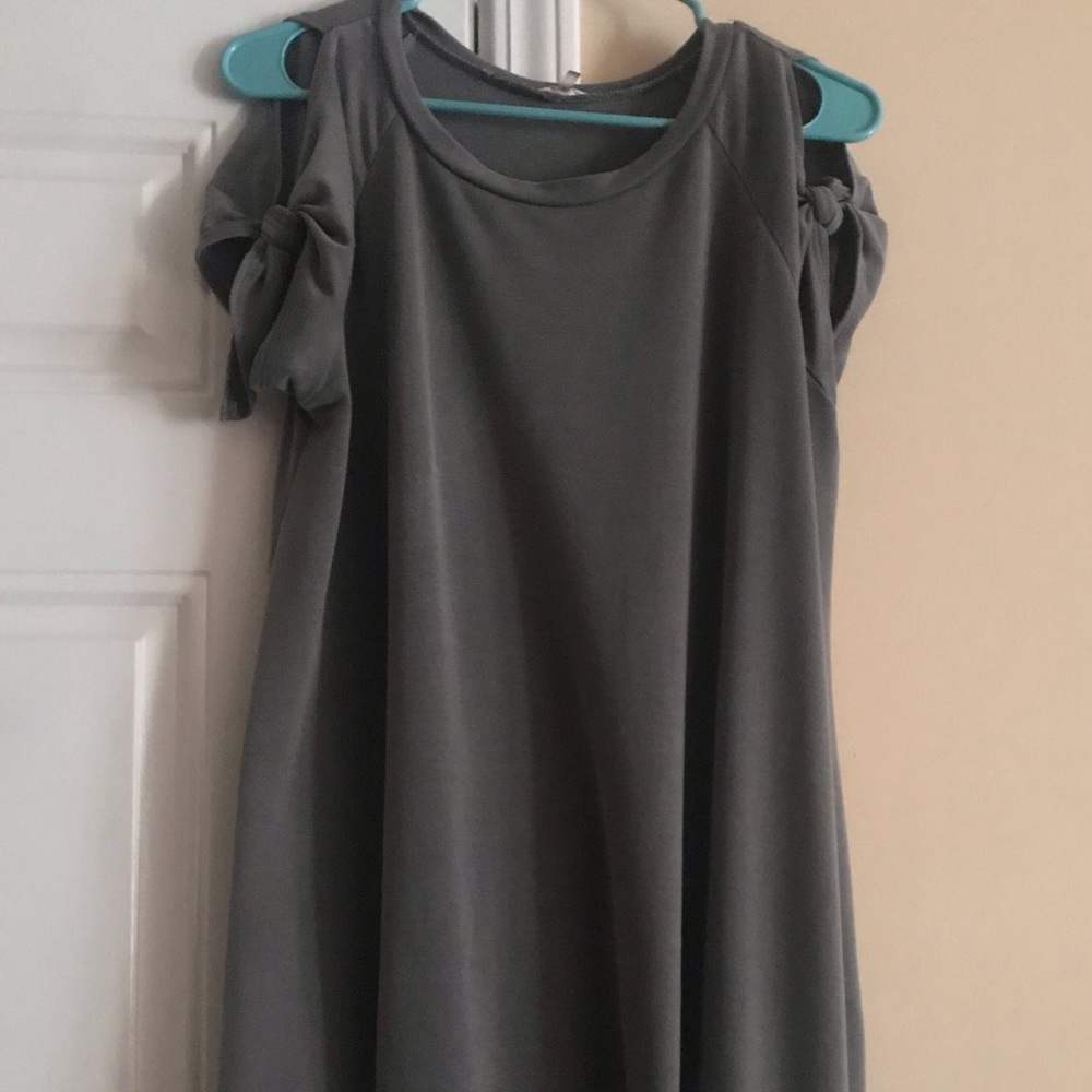 Gray cold shoulder dress